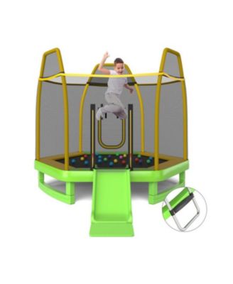 Trampoline with Ladder and Slide for Indoor and Outdoor