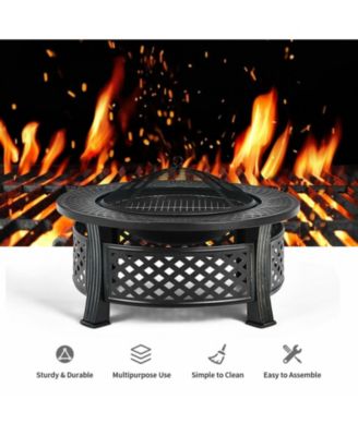 Outdoor Fire Pit with BBQ Grill and High-Temp Resistance Finish Durable and Stylish Outdoor Heating Solution