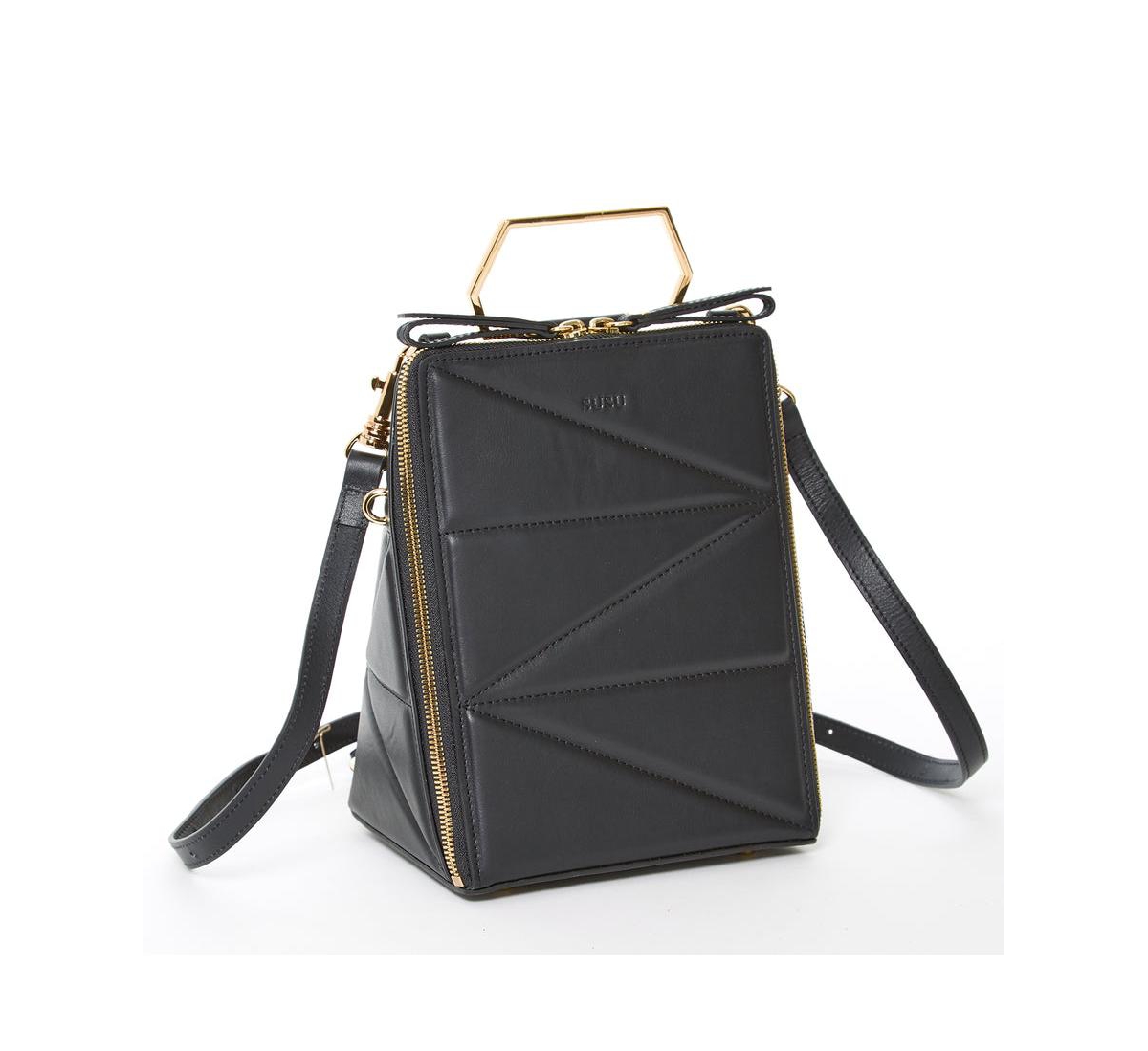 Black Leather Backpack Purse for Women Unique Convertible Crossbody Bag