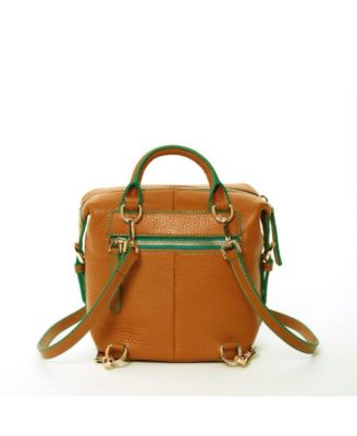 Brown Leather Backpack Purse for Women Convertible Crossbody Bag Medium Size with Front and Back Pockets