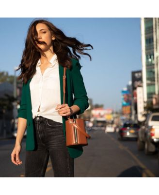 Chocolate Brown Leather Bucket Bag Small Crossbody Purse Women's Handbag