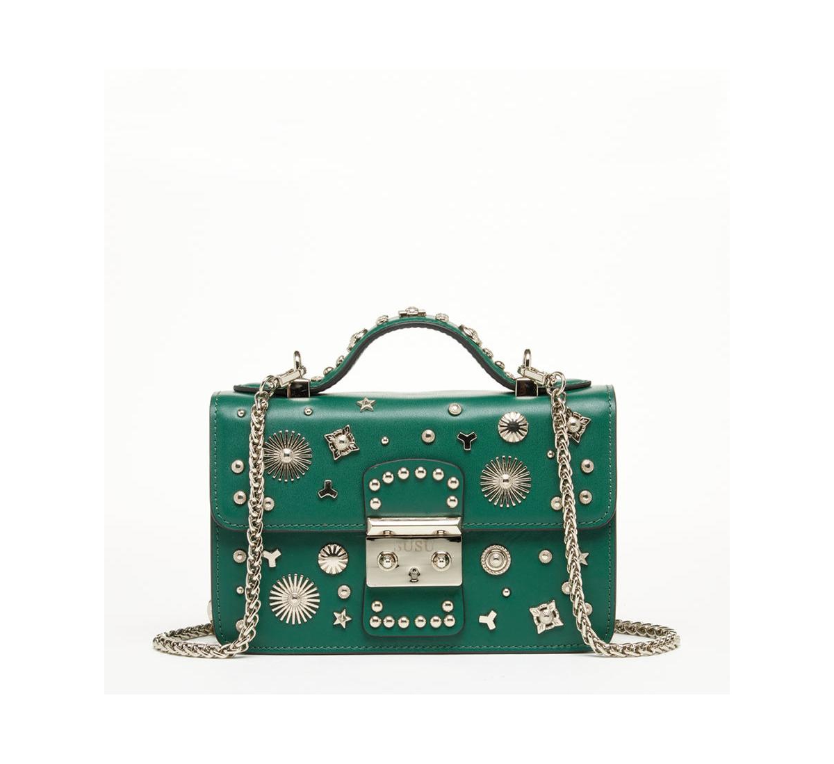 Small Leather Crossbody Bag Dark Green Purse Women's Handbag - Dark green