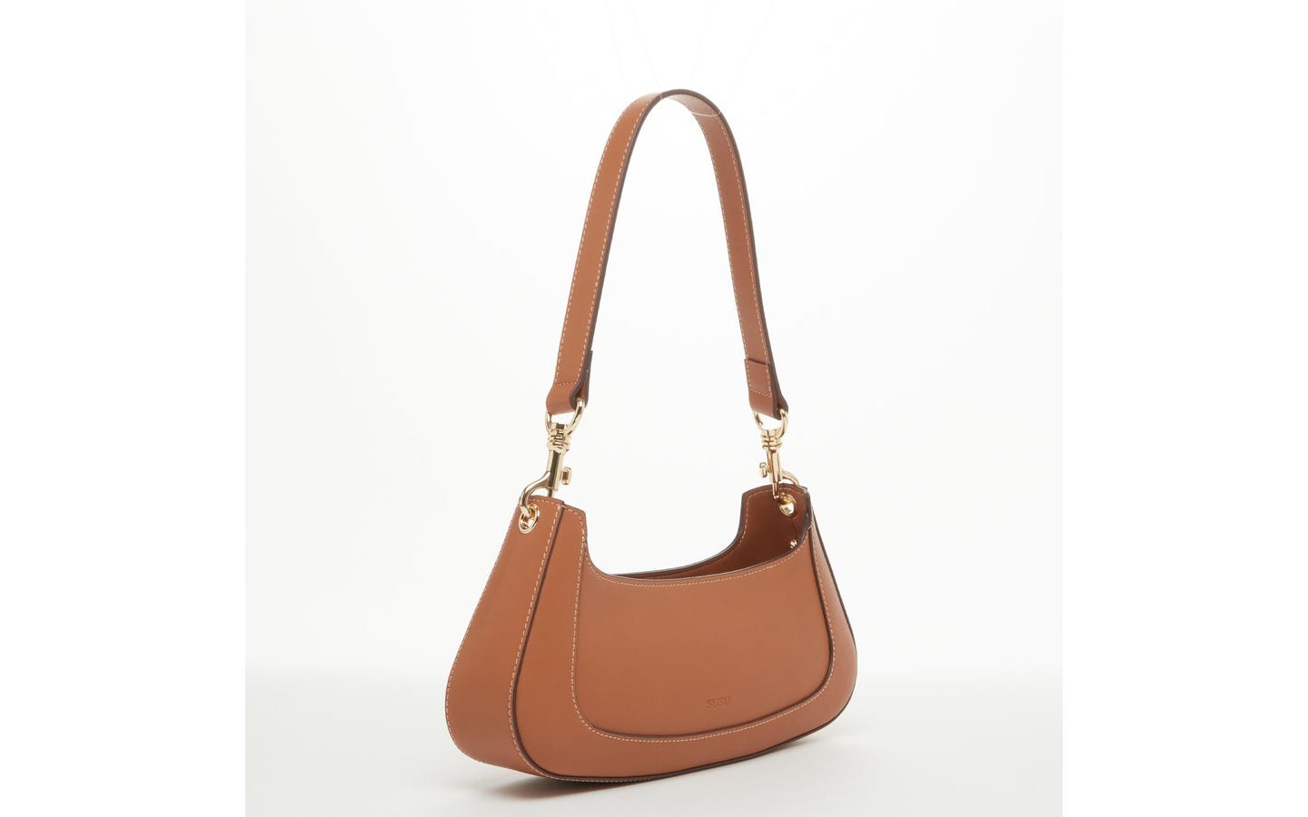 Женская сумка SUSU Leather Baguette Bag Brown Purse 90s Small Shoulder Bag Y2K Underarm Bag Trendy Handbag, цвет: Коричневый / Коньячный — фото 5