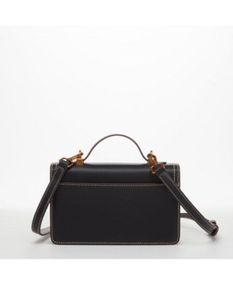 Black Purse Leather Small Crossbody Bag Cute Women's Handbag with Top Handle and Adjustable Strap