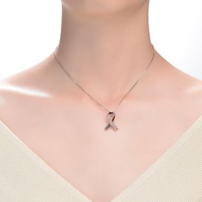 Sterling Silver 18K Rose Gold Plated with Clear Cubic Zirconia Loop Necklace