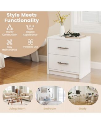 2-Drawer Nightstand with Storage for Bedroom or Living Room, Compact Side Table