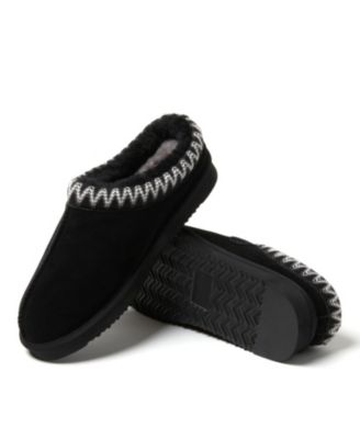 Dearfoams Men's Fireside by Grafton Genuine Shearling Clog Slipper with Taping