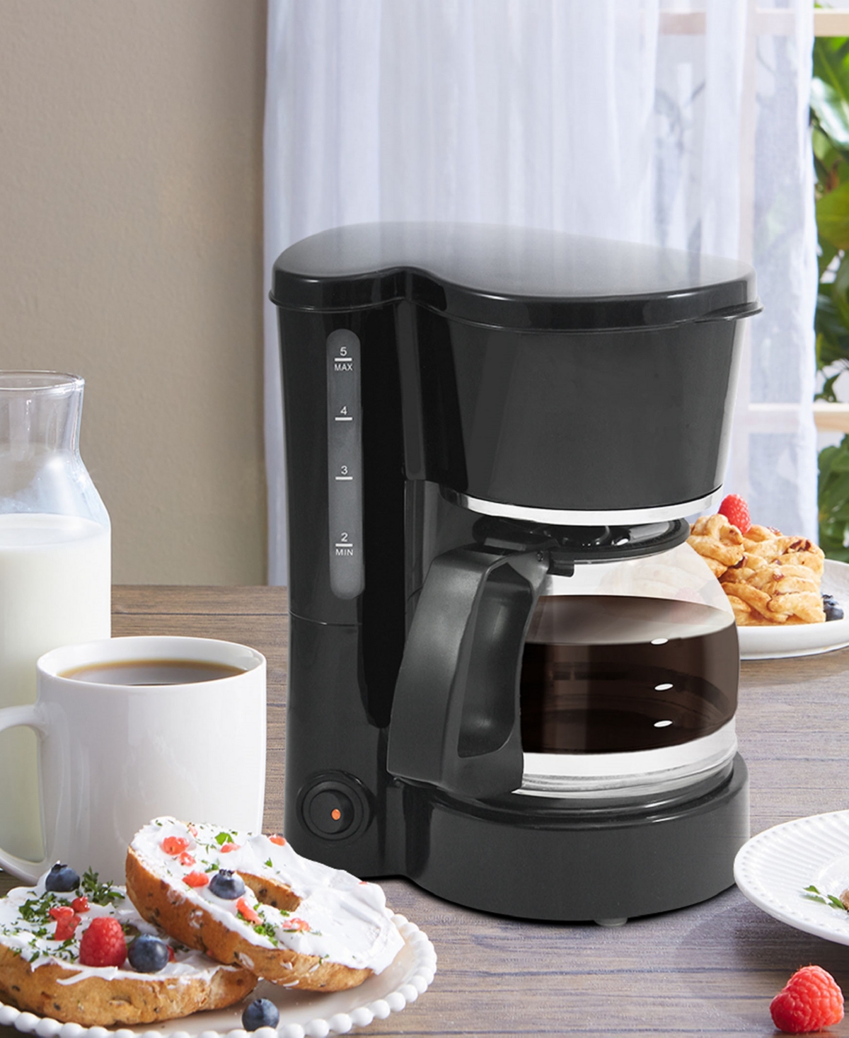 Elite Cuisine 5 Cup Pause And Serve Coffeemaker In Black