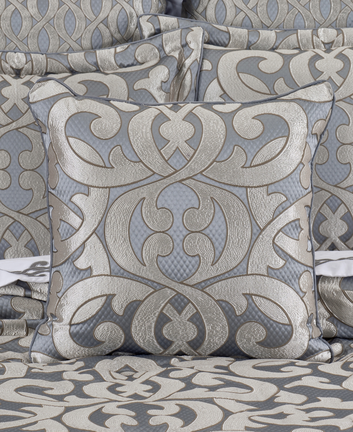 J Queen New York Barocco Decorative Pillow, 20" X 20" In Sterling