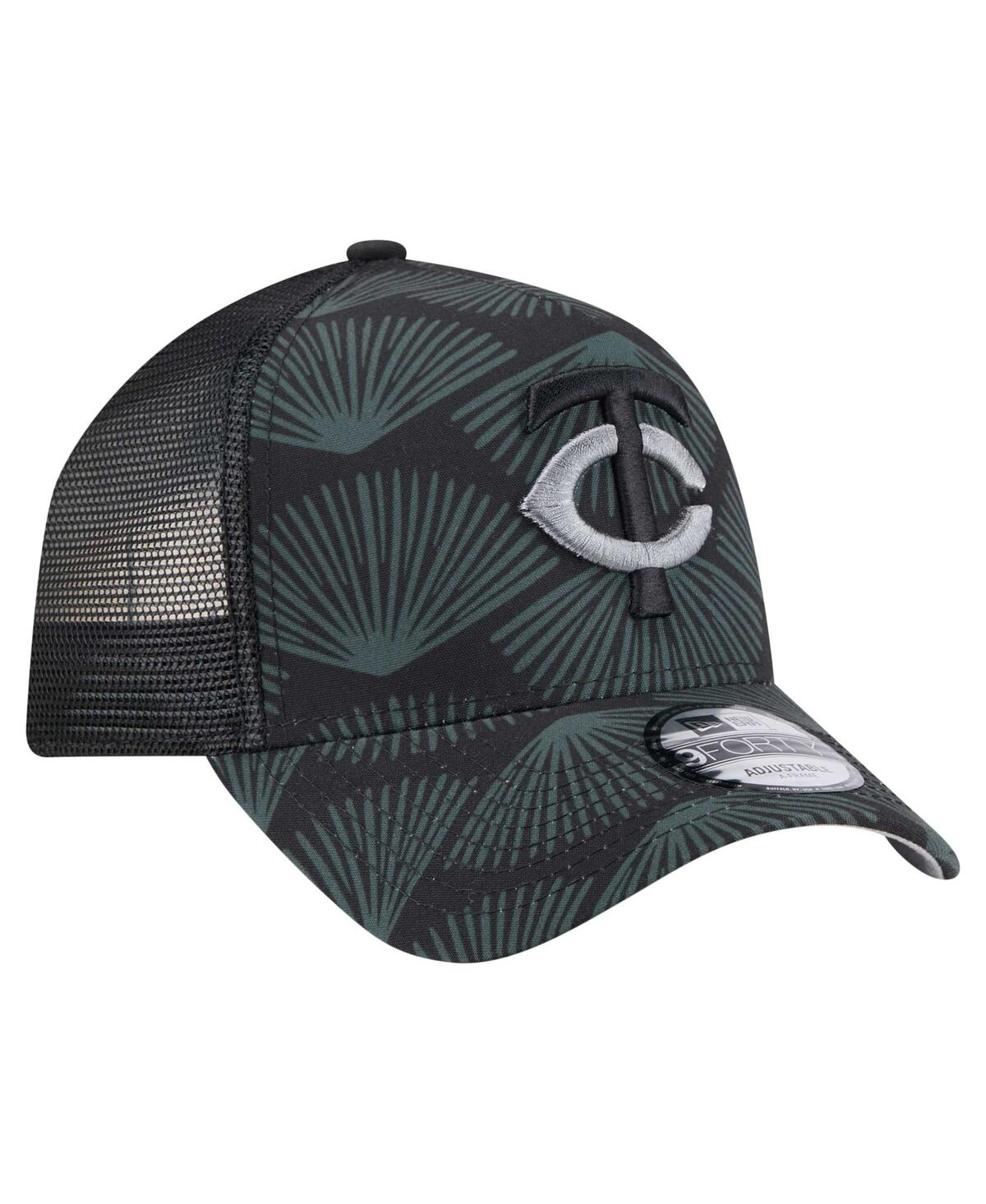 NEW ERA MEN'S BLACK MINNESOTA TWINS 9FORTY A-FRAME TRUCKER ADJUSTABLE HAT 
