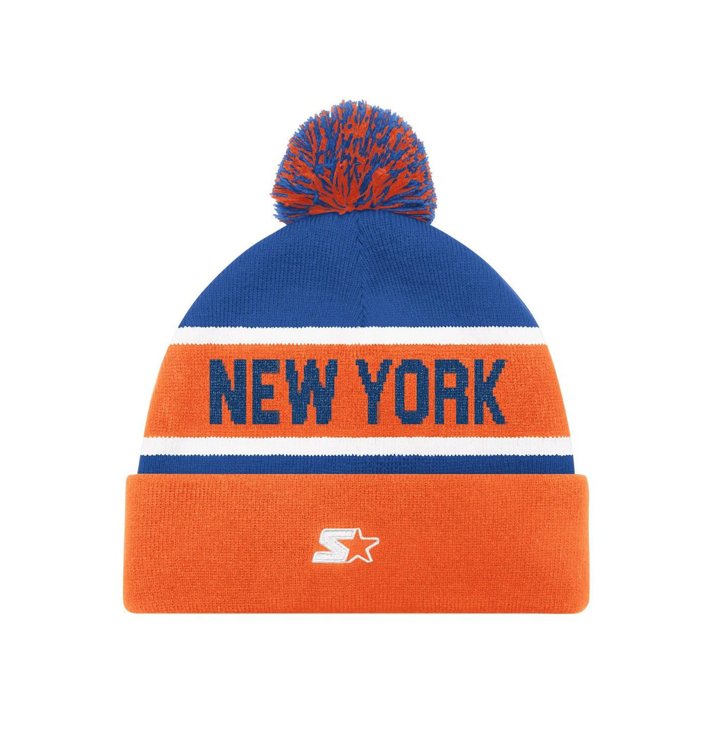 Мужская шапка Starter Orange New York Islanders Cuffed with Pom Knit Hat — фото 2
