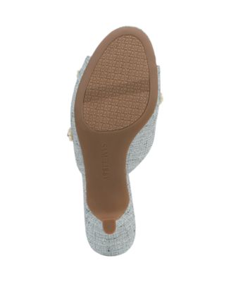 Women's Ollie Fleur Flower Kitten Heel Slide Dress Sandals