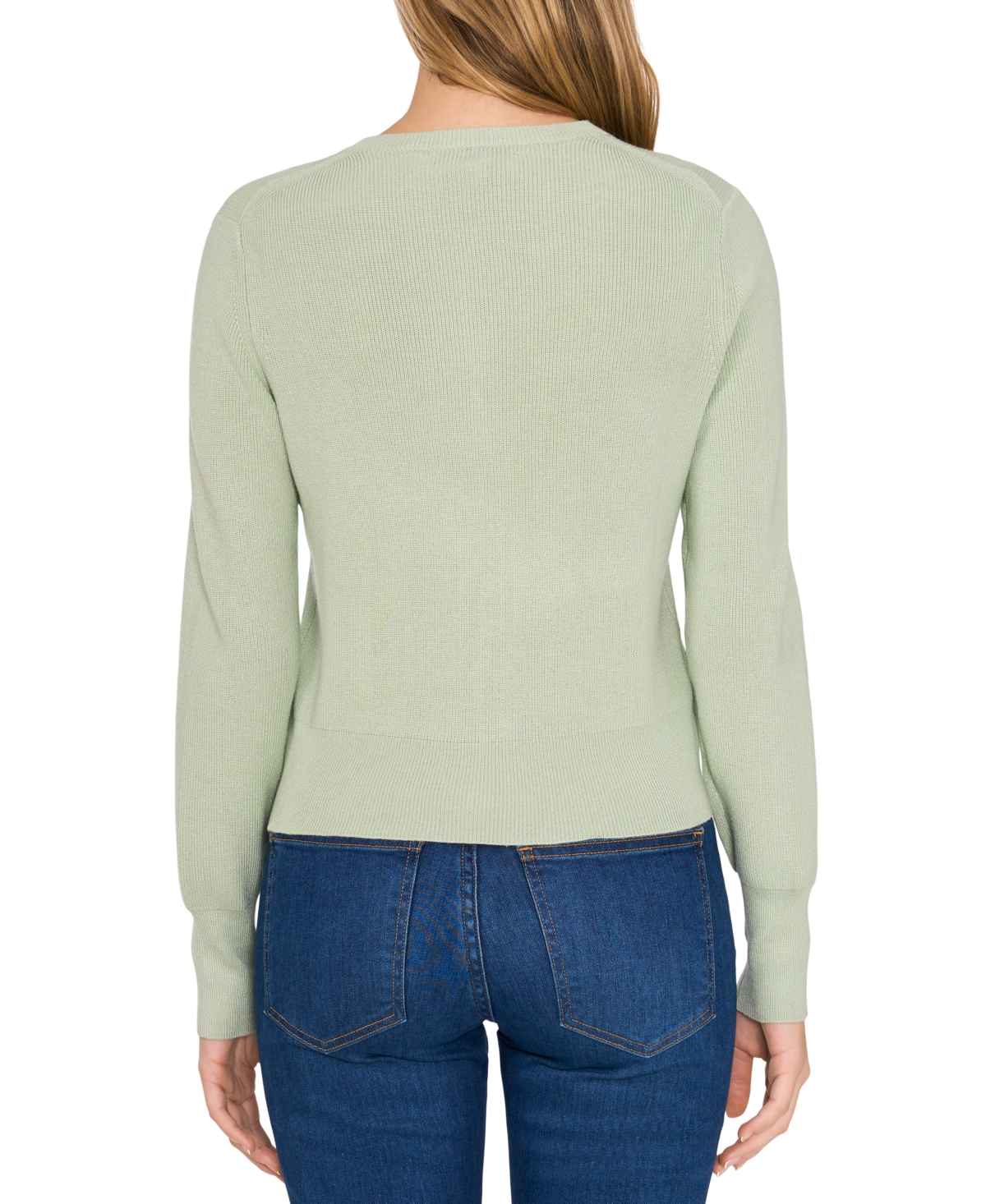 Shop Cece Women's Button-front Knit Cardigan In Slit Green