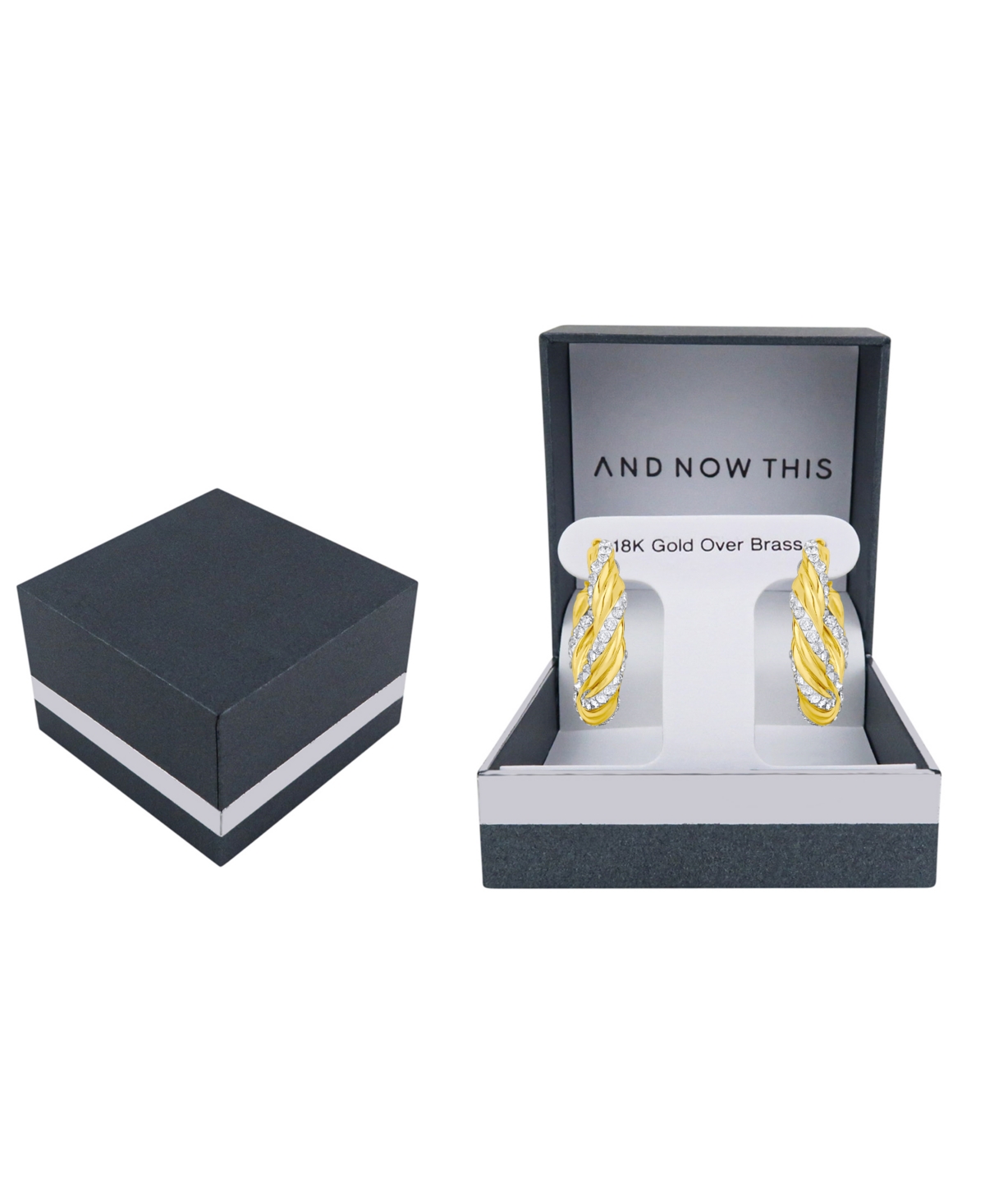 And Now This Clear Crystal Twist Hoop Earrings In Gold