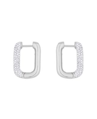 Clear Crystal Rectangular Shaped Hoop Earrings