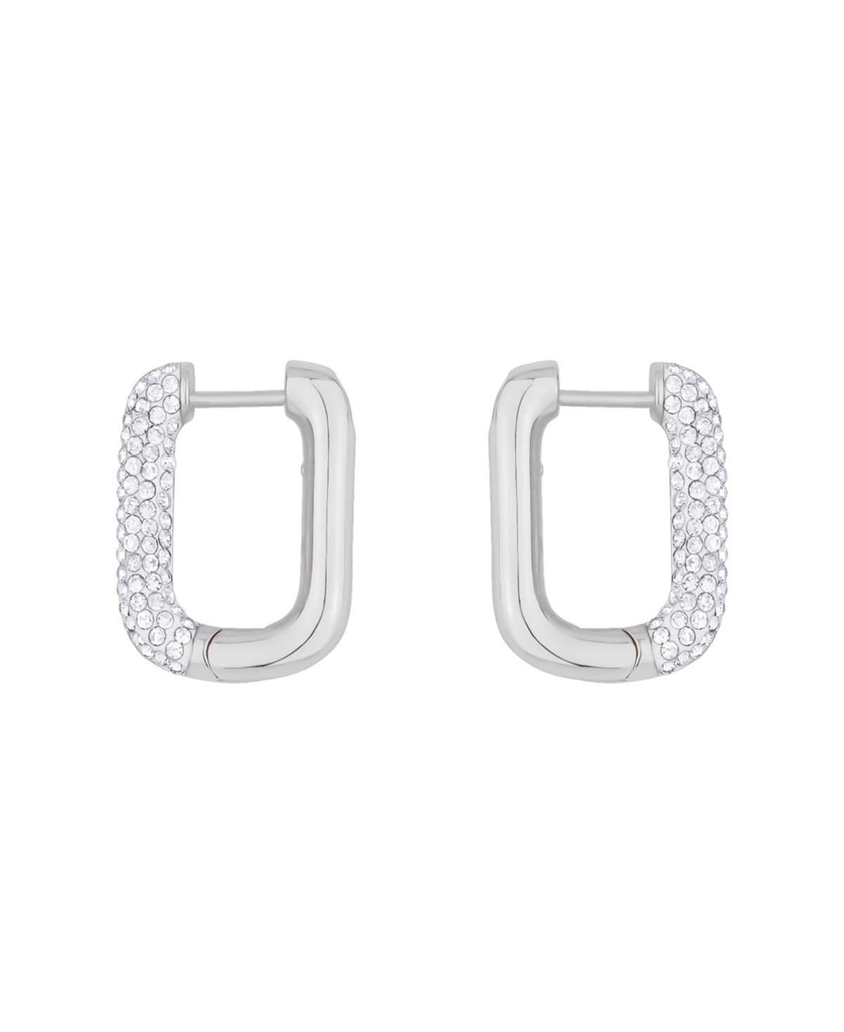 And Now This Clear Crystal Rectangular Shaped Hoop Earrings In Silver