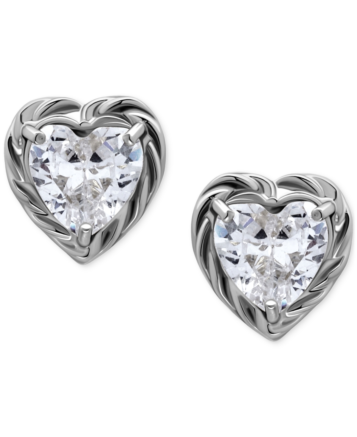 GIANI BERNINI CUBIC ZIRCONIA HEART ROPE FRAME STUD EARRINGS, EXCLUSIVELY AT MACY'S 