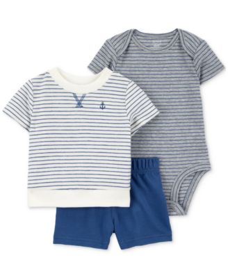 Carter's - Baby Boys Striped Anchor Top, Bodysuit & Shorts, 3 Piece Set