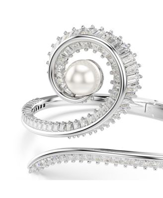 Ariana Grande x Swarovski&reg; Crystal Cultivated Pearl Baguette Cut Bangle Bracelet