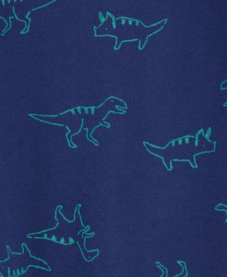 Baby Boys Dinosaur-Print Cotton French Terry Long-Sleeve Jumpsuit