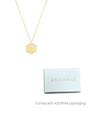 Gold Adjustable Cubic Zirconia Pave Hexagon Pendant Necklace