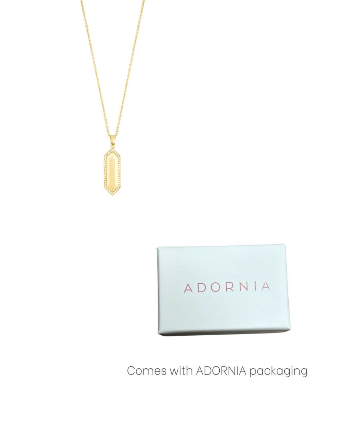 Adornia 14k Gold Plated Elongated Pave Hexagon Necklace In Gold