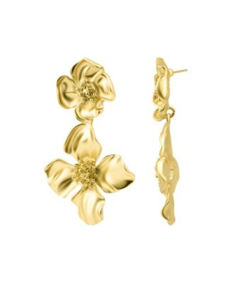 Gold Flower Drop Earrings