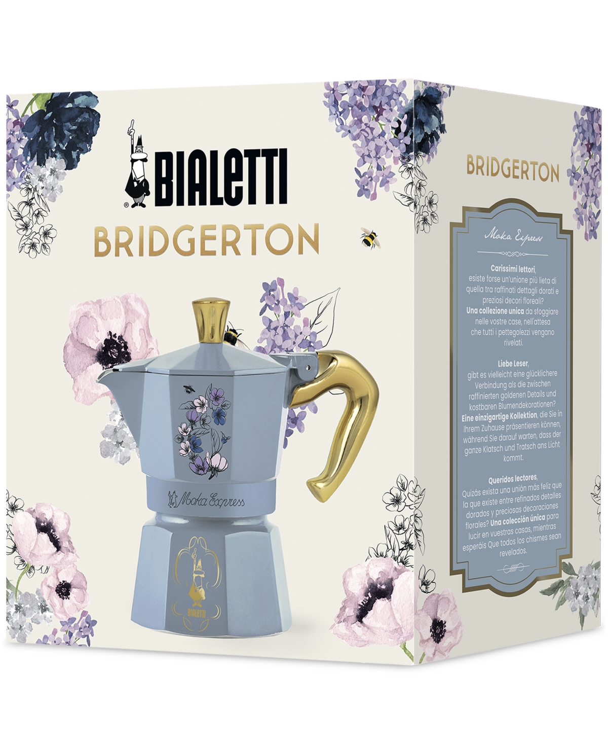 Bialetti Bridgerton 3 Cup Moka Express Coffee Maker In Bleached Denim