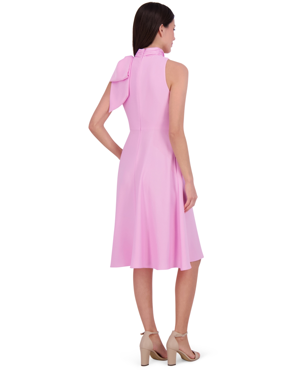 ELIZA J PETITE BOW HALTER MIDI DRESS 