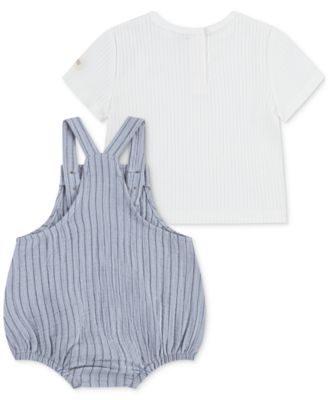 Baby Cotton T-Shirt & Striped Romper, 2 Piece Set