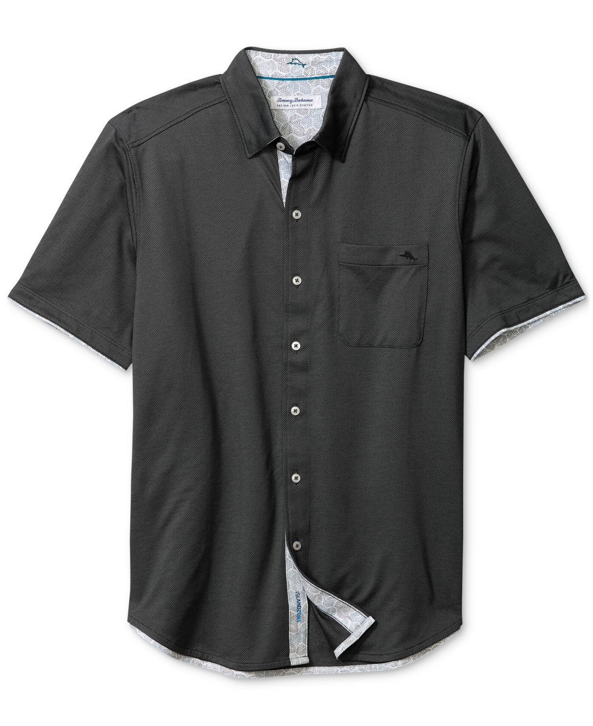 Tommy Bahama San Lucio Tri Leaf Geo Happy Hour Islandzone® Button-up Shirt In Black