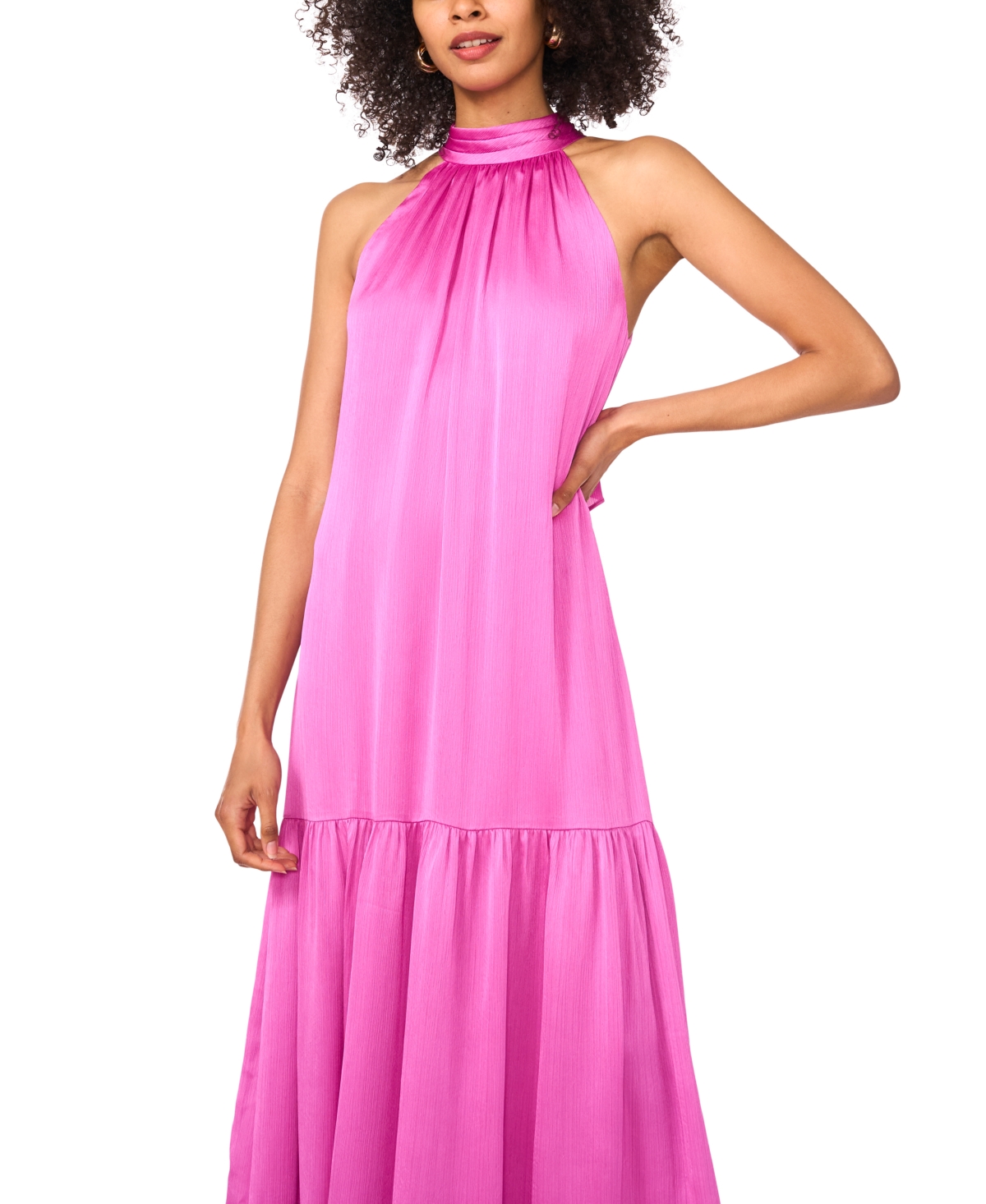 Vince Camuto Women's Tiered Halter-neck Maxi Dress In Violet Blush