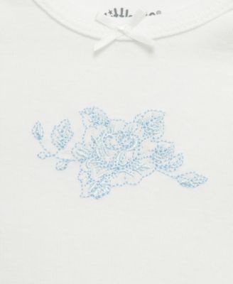 Baby Girls Blue Roses Short-Sleeve Cotton Bodysuits, Pack of 3