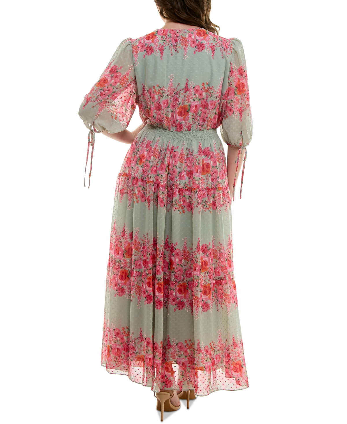TAYLOR PLUS SIZE FLORAL-PRINT CHIFFON A-LINE MIDI DRESS 