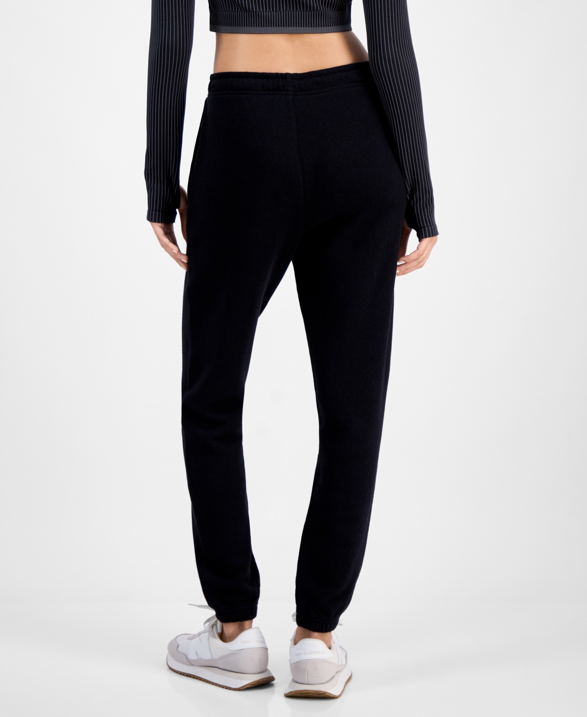 Id Ideology Women's Soft-touch Ankle Knit Joggers, Exclusively At Macy's In Deep Black