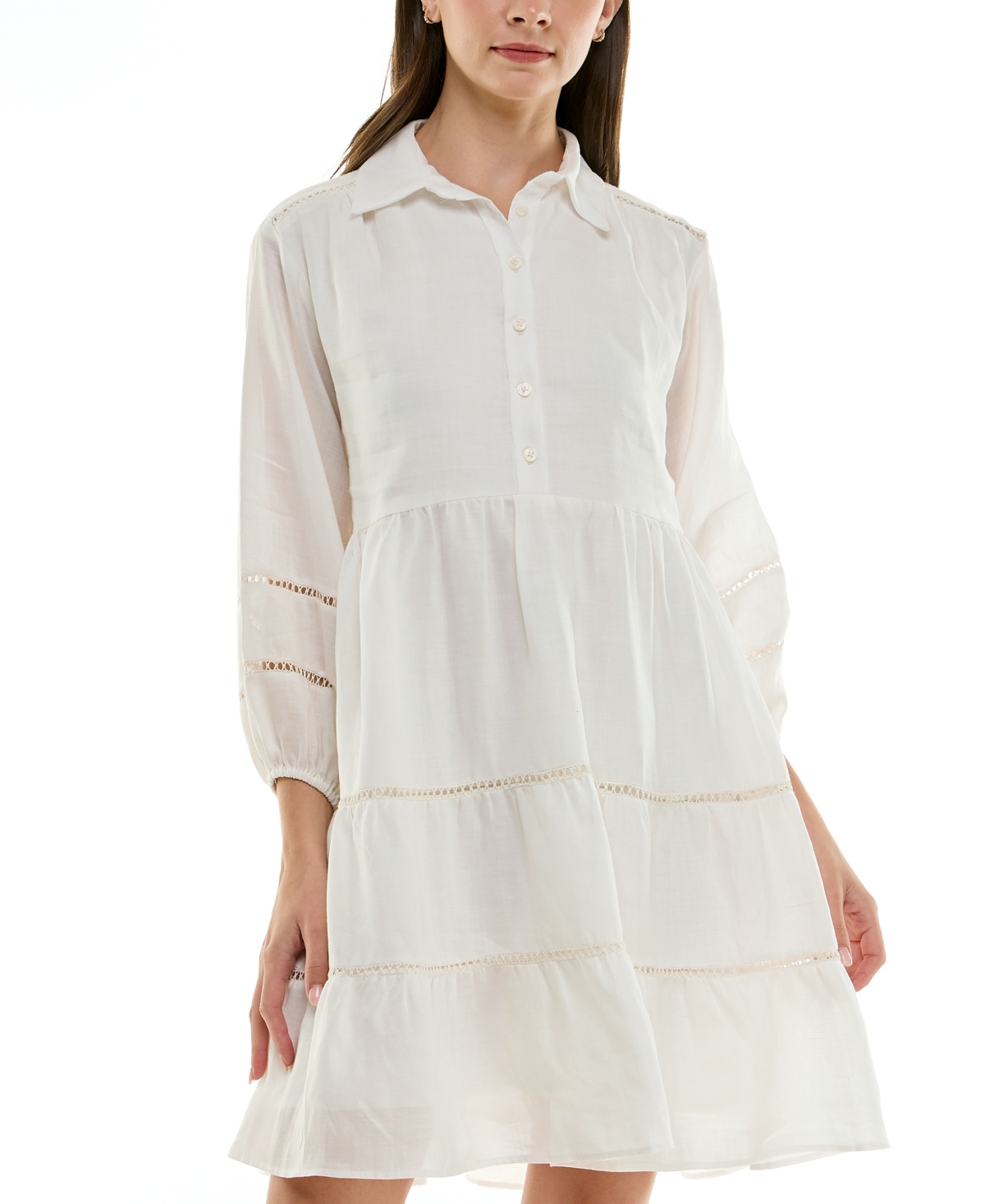 Taylor Petite Linen-blend Shirtdress In Ivory