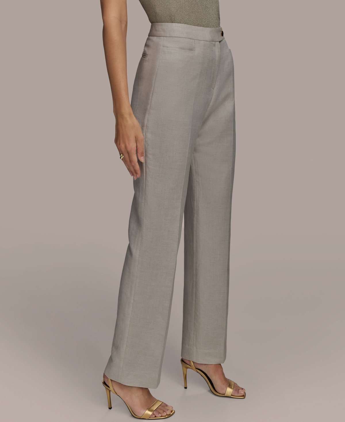 Donna Karan Women's Linen-blend Straight-leg Pants In Flax