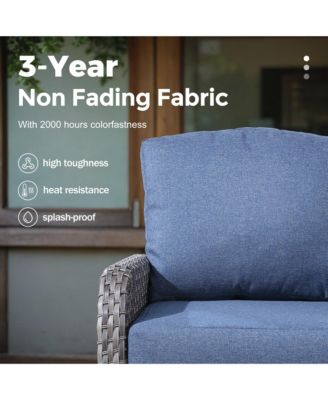 4 Pieces Patio Fruniture Set,Outdoor Wicker Sofa with Outdoor Wicker Sofa with Chairs,Coffee Table,High Back Loveseat with Thickened Cushion