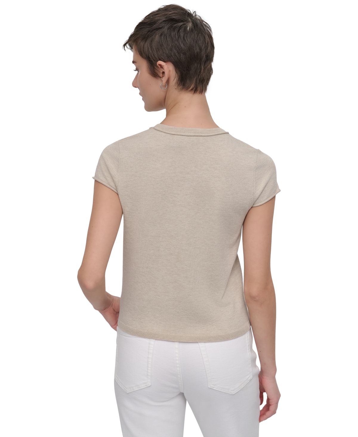 DKNY JEANS WOMEN'S CAP-SLEEVE CREWNECK TEE 