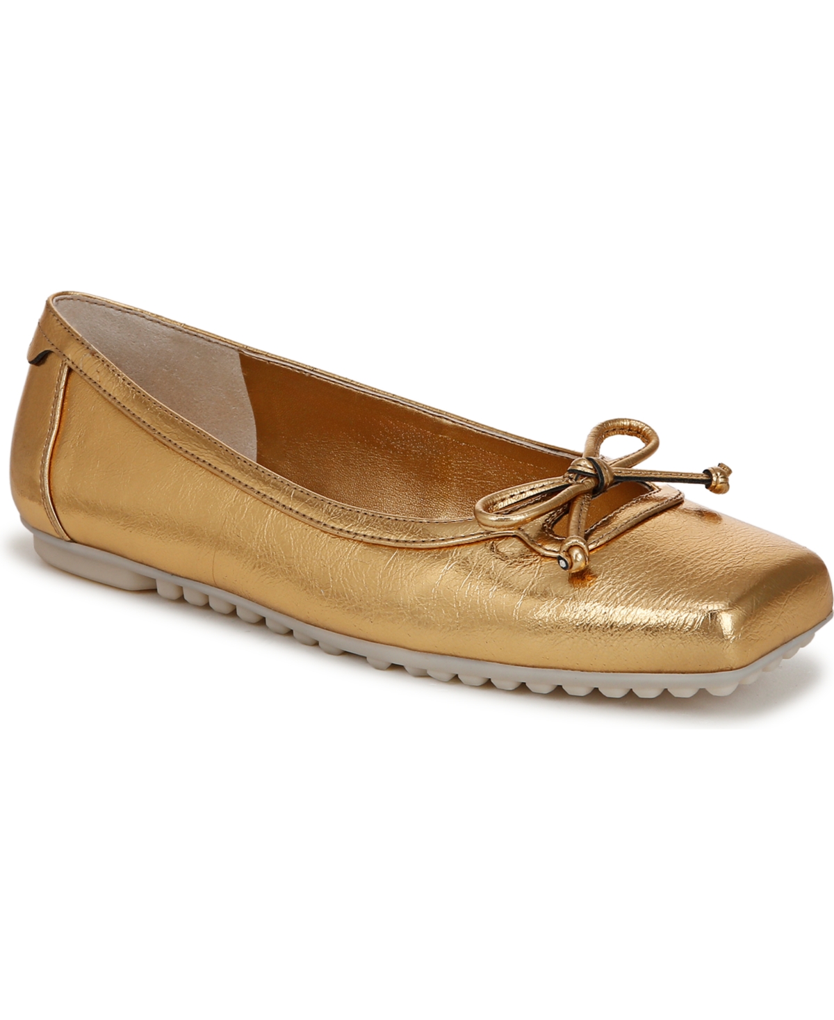 Franco Sarto Imara Square Toe Ballet Flat In Gold Faux Leather