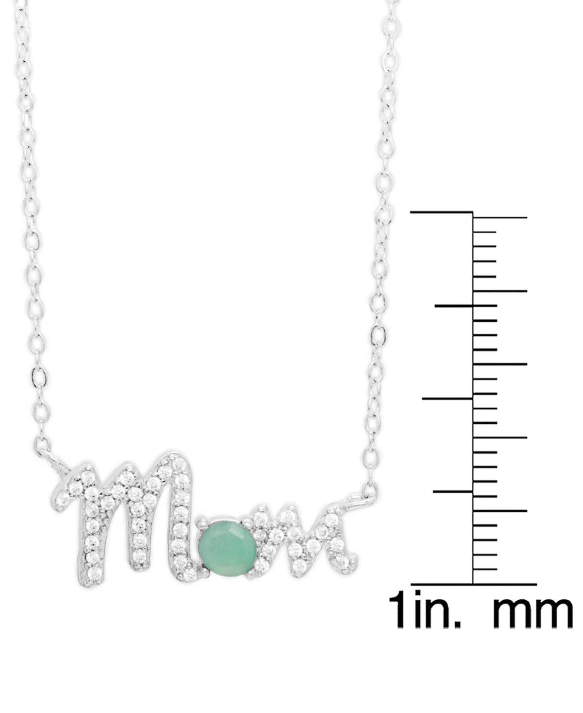 MACY'S EMERALD (1/4 CT. T.W.) & LAB-GROWN WHITE SAPPHIRE (1/2 CT. T.W.) MOM SCRIPT 18" PENDANT NECKLACE IN  