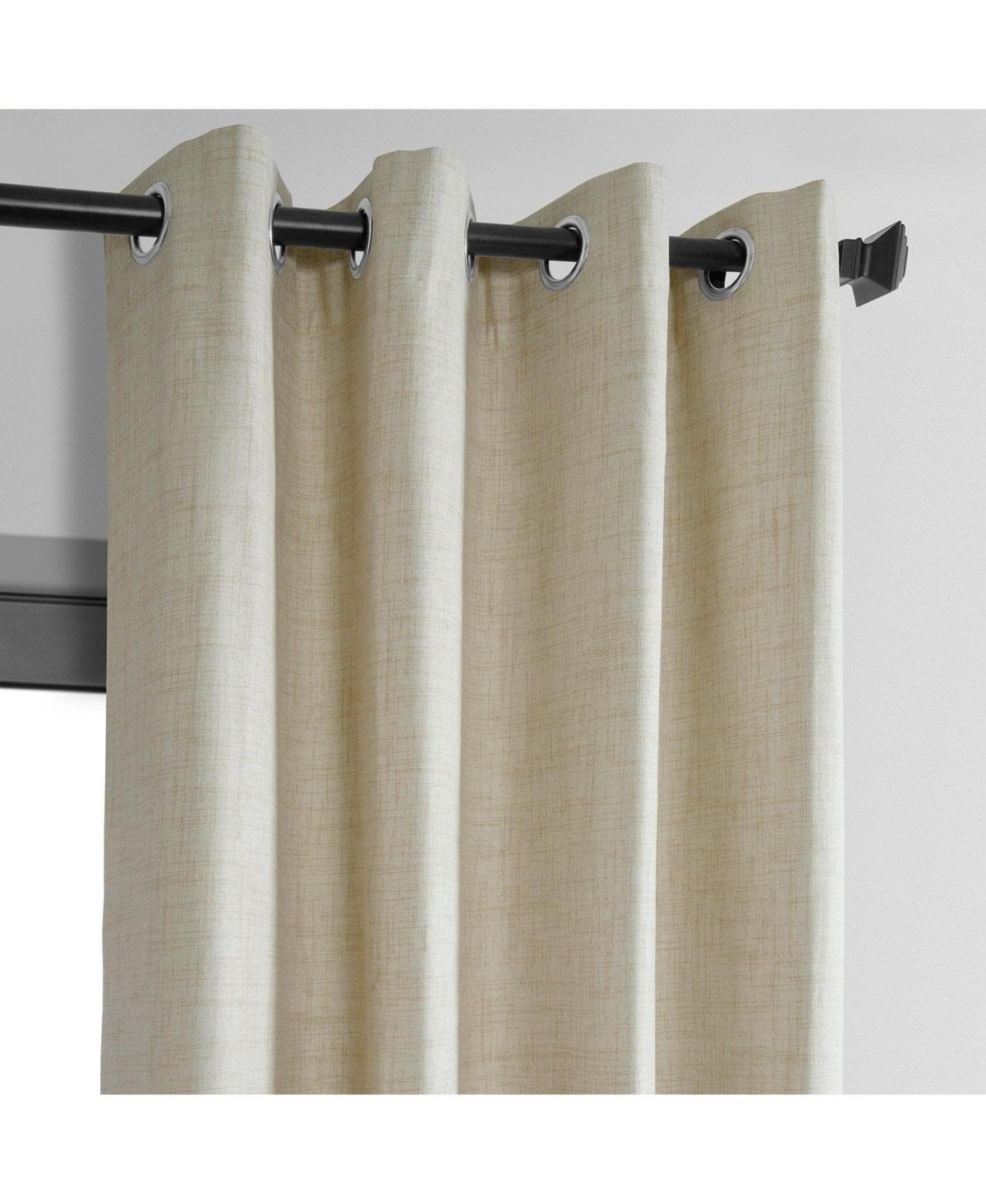 Half Price Drapes Natural Light Beige Grommet Thermal Cross Linen Weave Blackout Curtain In Beige,tan
