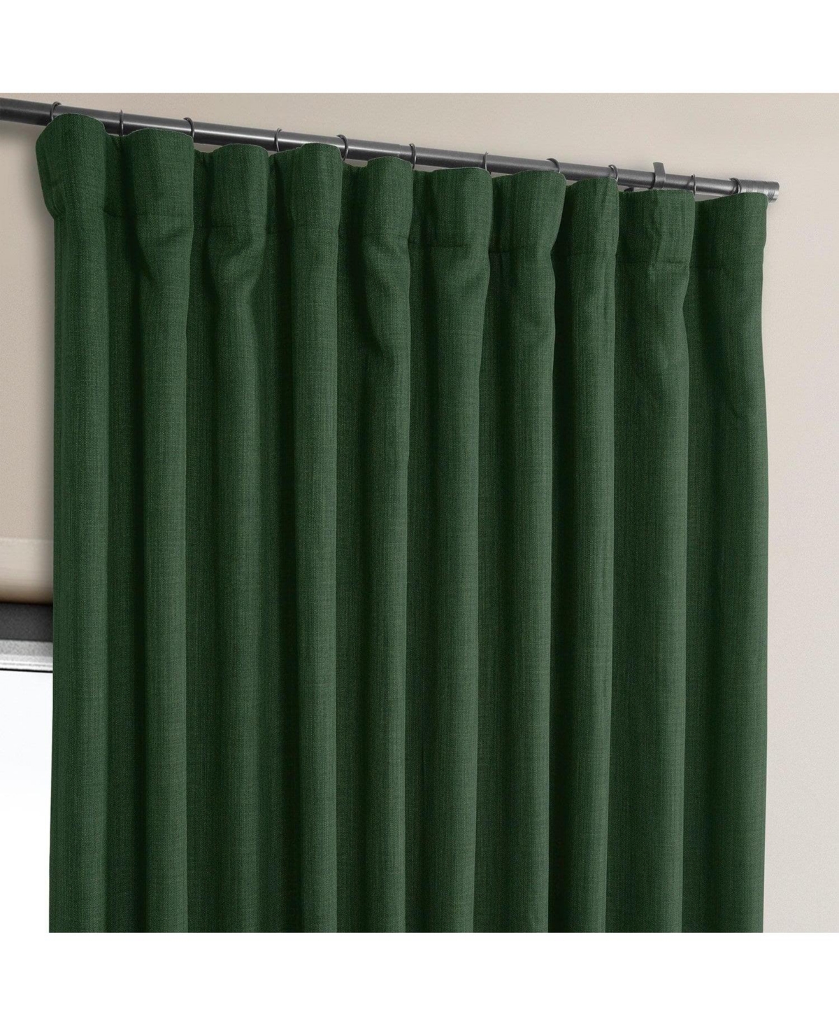 Half Price Drapes Key Green Extra Wide Textured Faux Linen Room Darkening Curtain In Green
