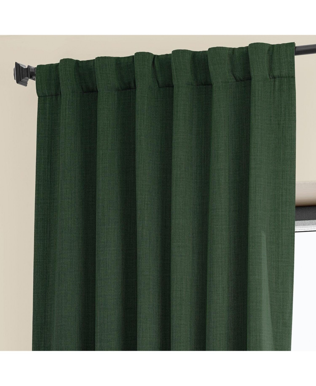 Half Price Drapes Key Green Textured Faux Linen Room Darkening Curtain In Green