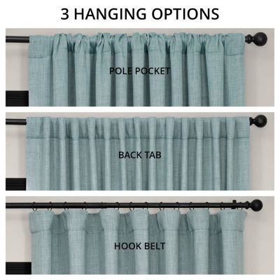 Extra Wide Textured Faux Linen Room Darkening Curtain