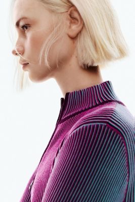 Women's Vertical striped zipper cardigan