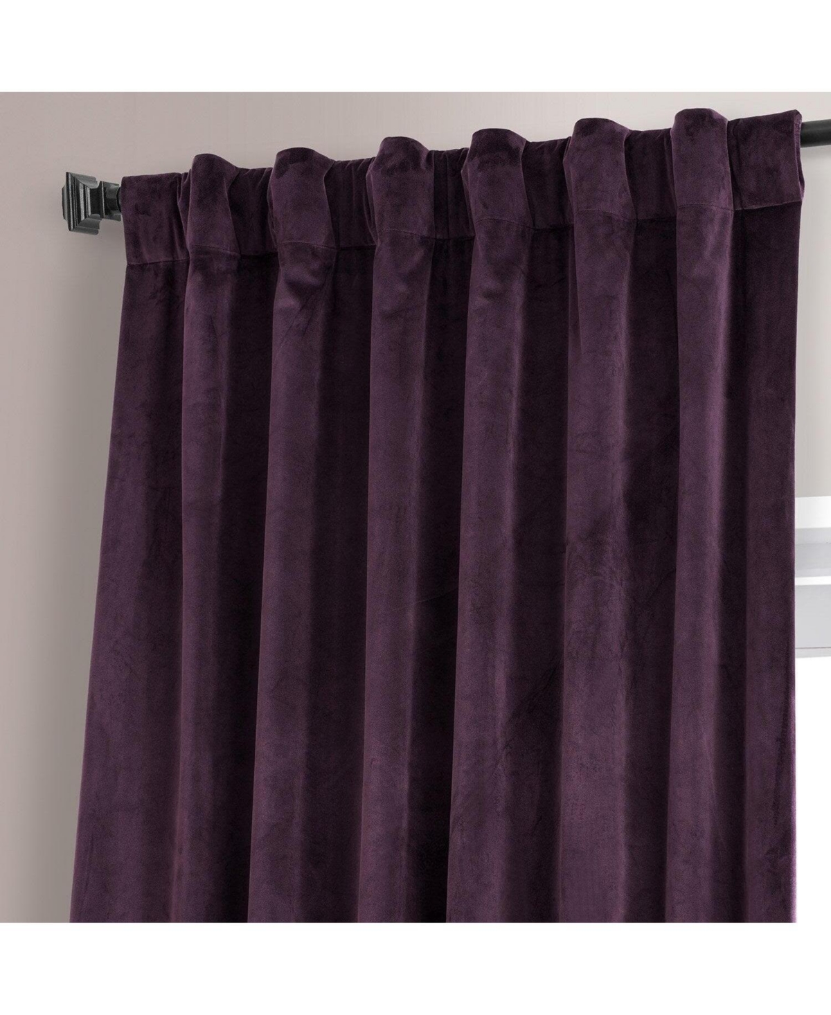 Half Price Drapes Plum Blossom Signature Plush Velvet Hotel Blackout Curtain In Purple