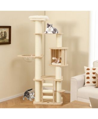 Multi-Level Cat Tree with Cozy Condo, Perch, and Clear Capsule Bed