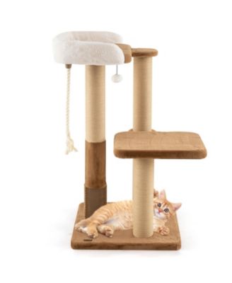 Modern Cat Tree for Indoor Cats with Plush Padded Perch & Dangling Ball Cozy & Fun Cat Tower