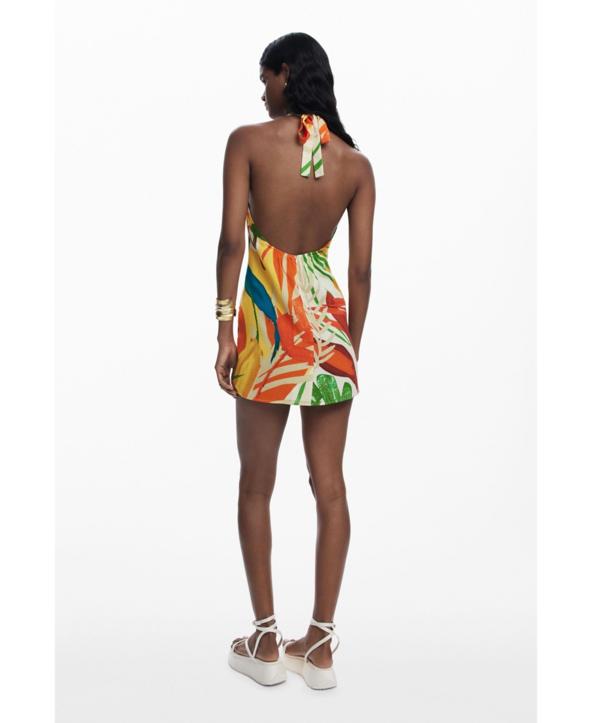 Desigual Fitted Cover-up Minidress In Light Beige